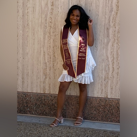 Selfie Leslie CHERISH THE MOMENT RUCHED RUFFLE HAIL SPOT DRESS WHITE - Picture 5 of 5